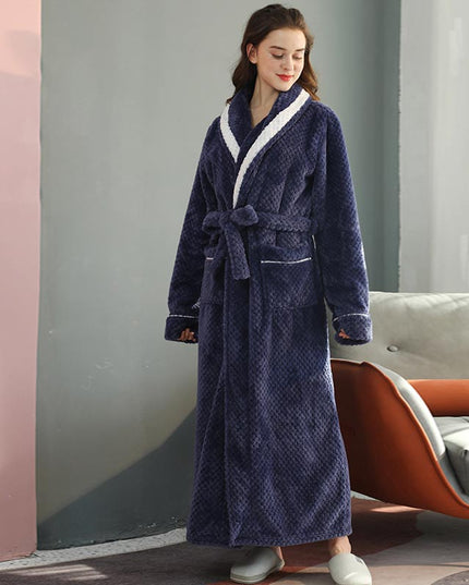 Women's and Men's Plush Dressing Gown with Shawl Collar