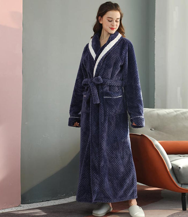 Women's and Men's Plush Dressing Gown with Shawl Collar