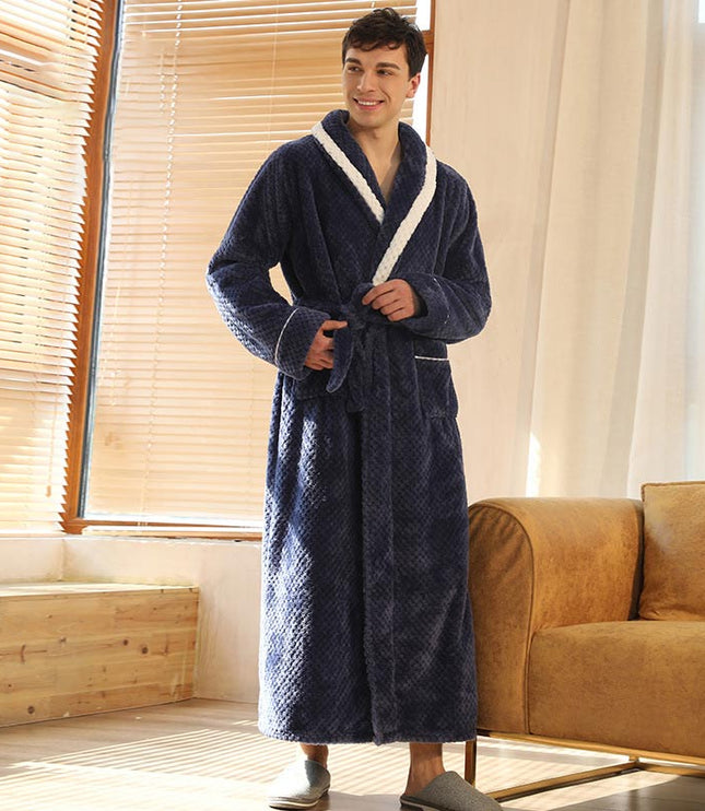 Women's and Men's Plush Dressing Gown with Shawl Collar