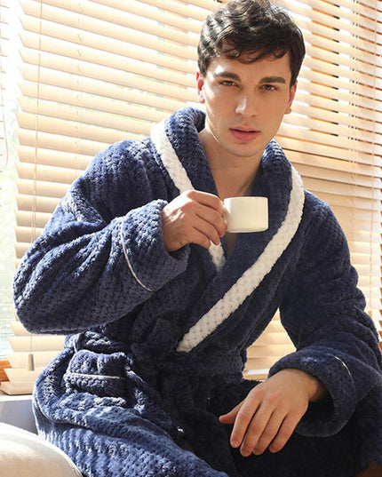 Women's and Men's Plush Dressing Gown with Shawl Collar