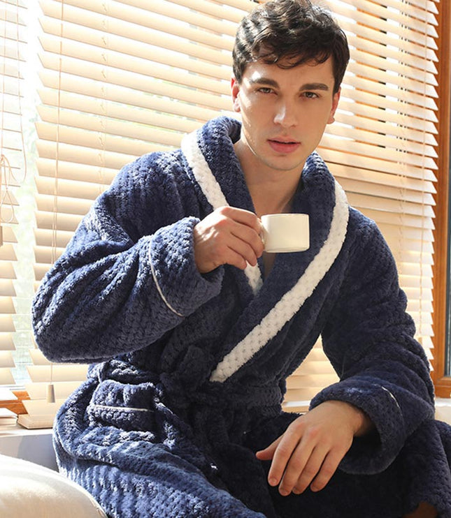 Women's and Men's Plush Dressing Gown with Shawl Collar
