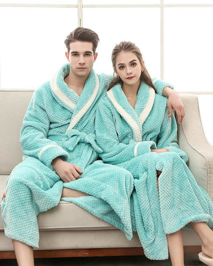 Women's and Men's Plush Dressing Gown with Shawl Collar