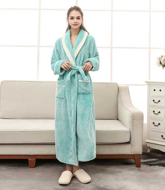Women's and Men's Plush Dressing Gown with Shawl Collar