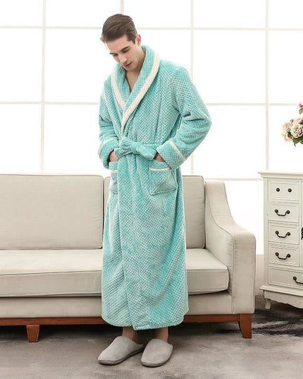 Women's and Men's Plush Dressing Gown with Shawl Collar