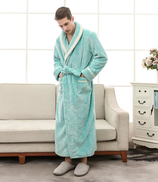 Women's and Men's Plush Dressing Gown with Shawl Collar