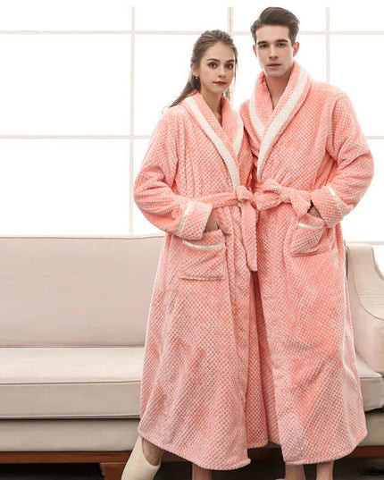 Women's and Men's Plush Dressing Gown with Shawl Collar