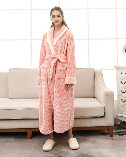 Women's and Men's Plush Dressing Gown with Shawl Collar