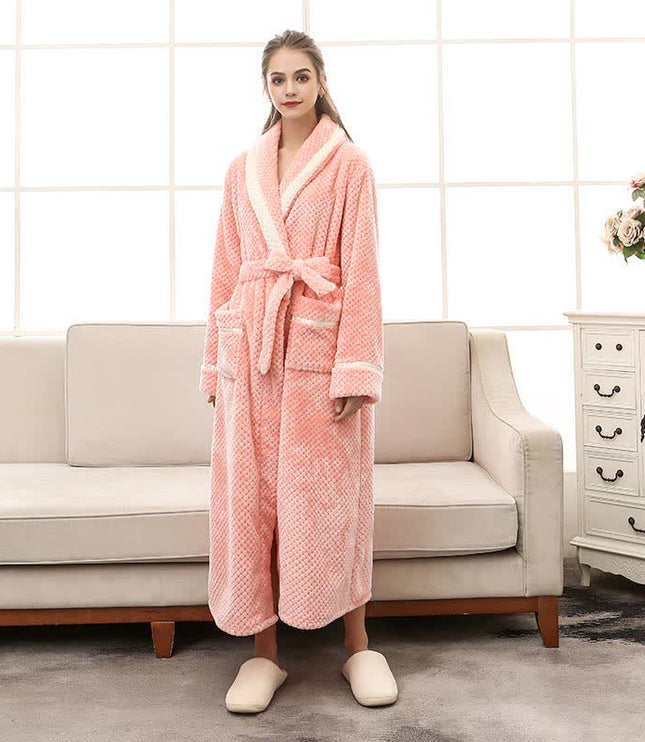 Women's and Men's Plush Dressing Gown with Shawl Collar
