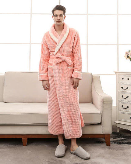 Women's and Men's Plush Dressing Gown with Shawl Collar