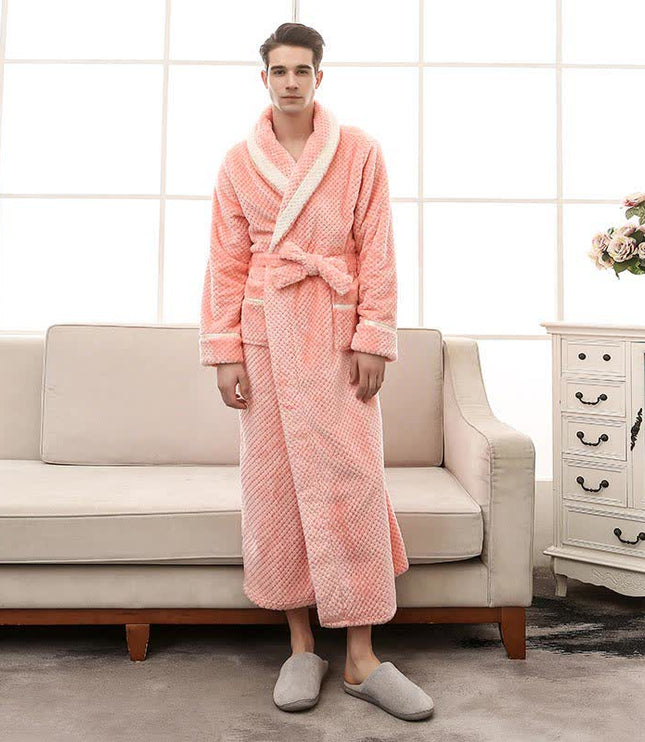 Women's and Men's Plush Dressing Gown with Shawl Collar