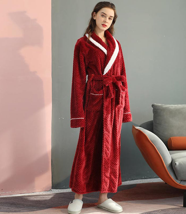 Women's and Men's Plush Dressing Gown with Shawl Collar