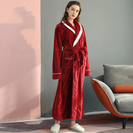 Women's and Men's Plush Dressing Gown with Shawl Collar