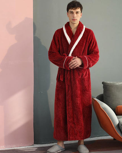 Women's and Men's Plush Dressing Gown with Shawl Collar