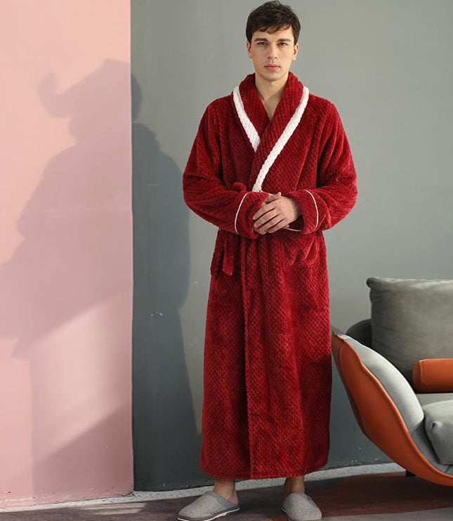Women's and Men's Plush Dressing Gown with Shawl Collar