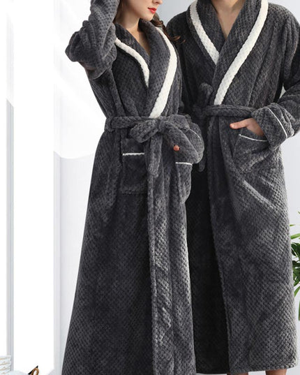 Women's and Men's Plush Dressing Gown with Shawl Collar