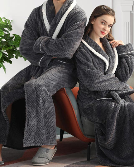 Women's and Men's Plush Dressing Gown with Shawl Collar