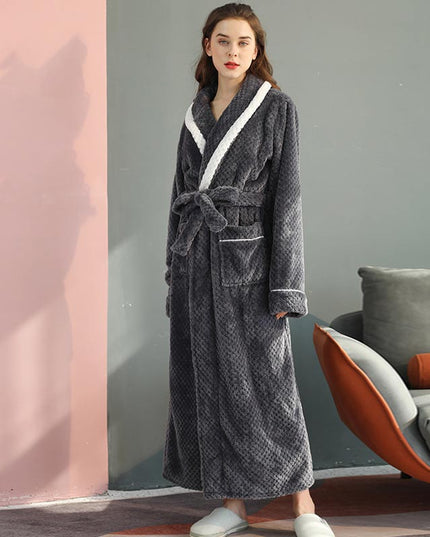 Women's and Men's Plush Dressing Gown with Shawl Collar
