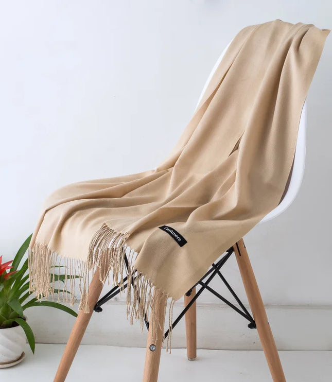 Women's and Men's Wide Shawl Scarf with Tassel Fringe