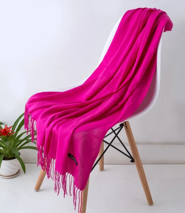 Women's and Men's Wide Shawl Scarf with Tassel Fringe