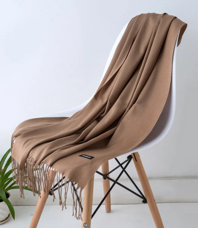 Women's and Men's Wide Shawl Scarf with Tassel Fringe