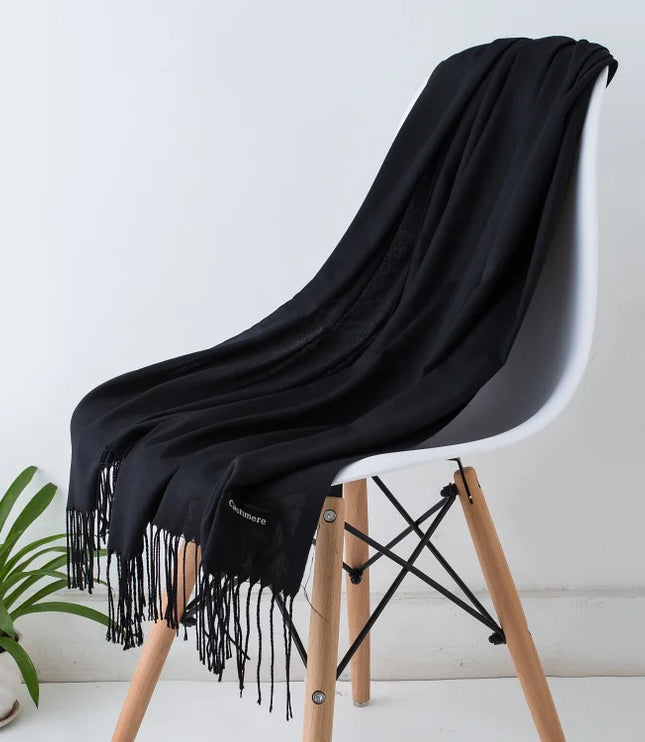 Women's and Men's Wide Shawl Scarf with Tassel Fringe