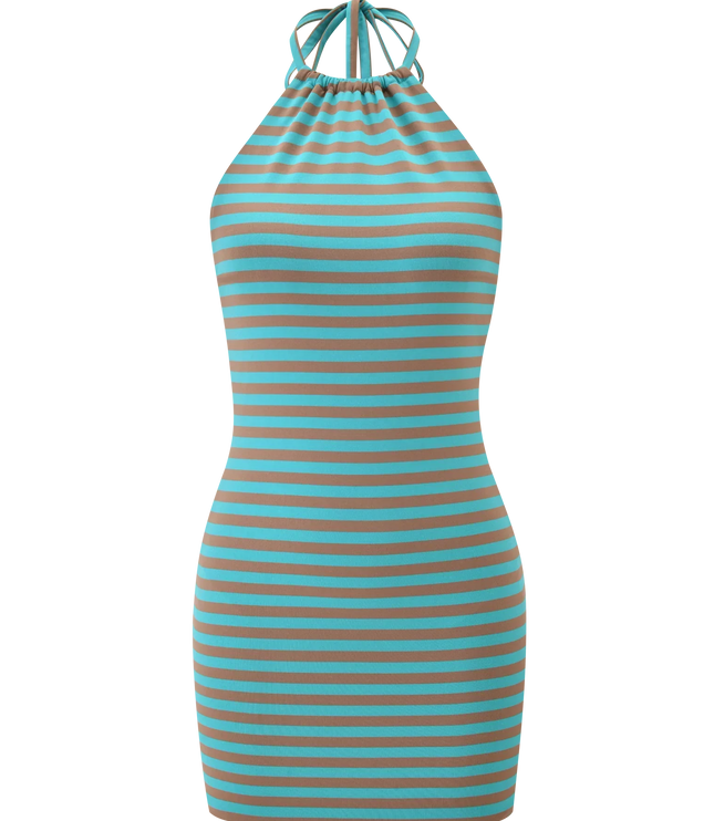 Vestido mini de fiesta cóctel para mujer en satén aqua con fruncido