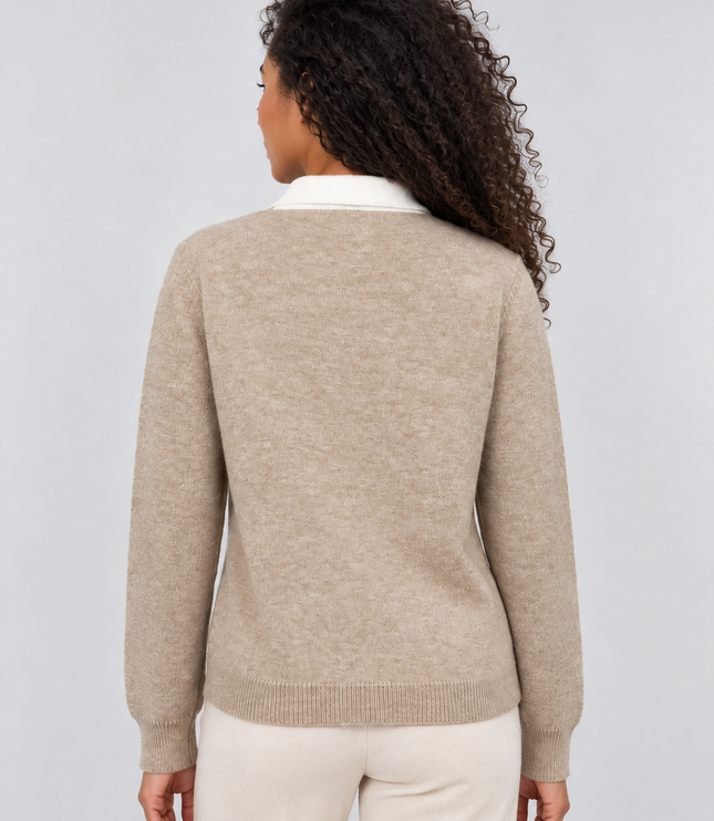 Women's Argyle Knitwear Jumper with Polo Collar