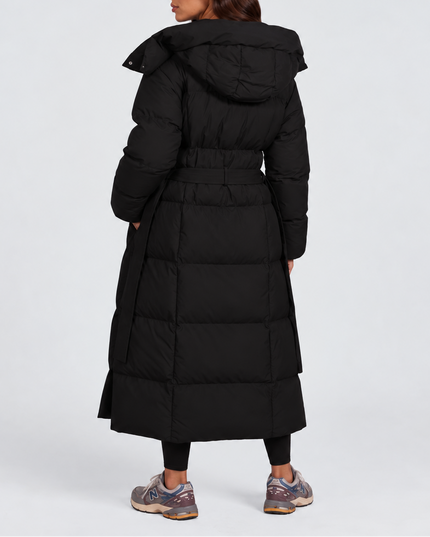 Women's Below-Knee Press-Stud Puffer Jacket