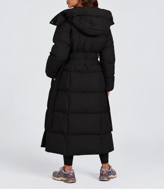 Women's Below-Knee Press-Stud Puffer Jacket