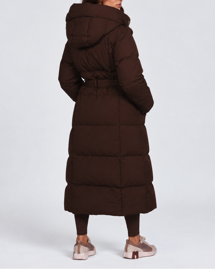 Women's Below-Knee Press-Stud Puffer Jacket