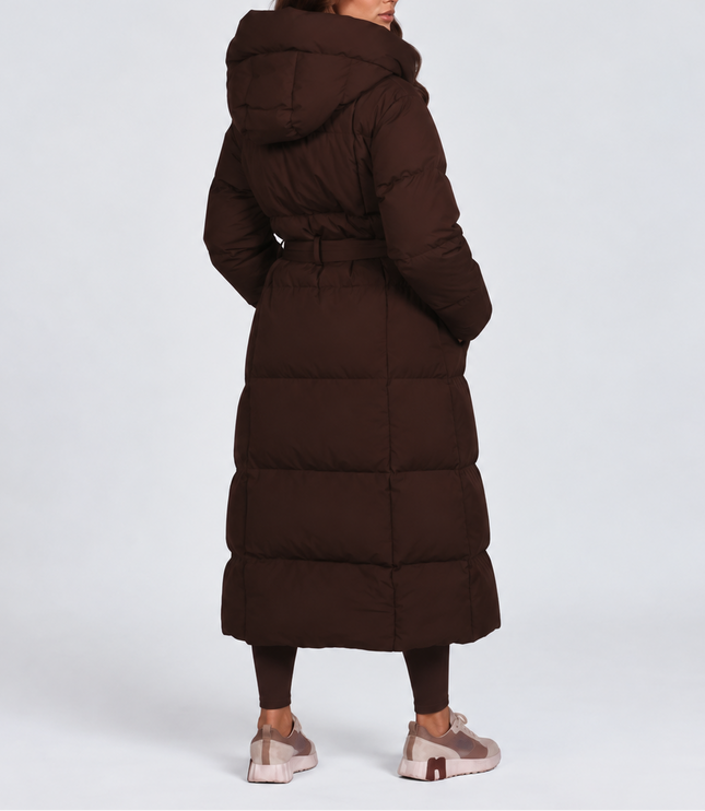 Women's Below-Knee Press-Stud Puffer Jacket