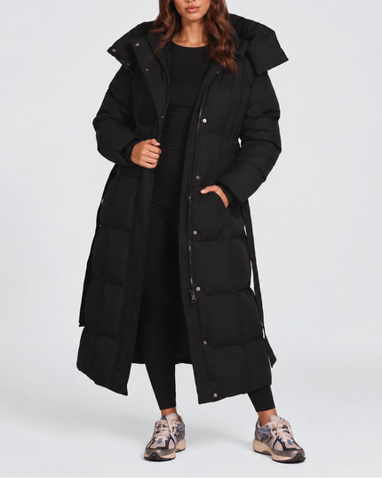 Women's Below-Knee Press-Stud Puffer Jacket