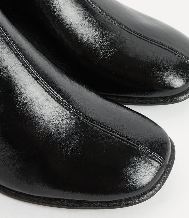 Women's Black Block Heel Ankle Boots with Side Zip