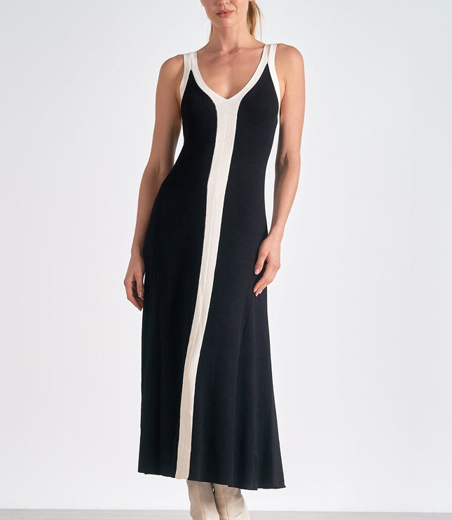 Vestido midi de cóctel sin mangas de satén negro para mujer