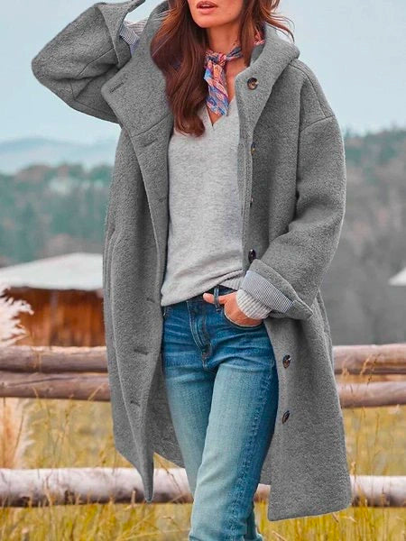 Women's Button-Up Longline Teddy Coat