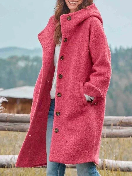 Women's Button-Up Longline Teddy Coat
