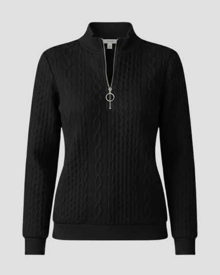 Women's Cable Knit Jumper with Ribbed Cuffs and Hem