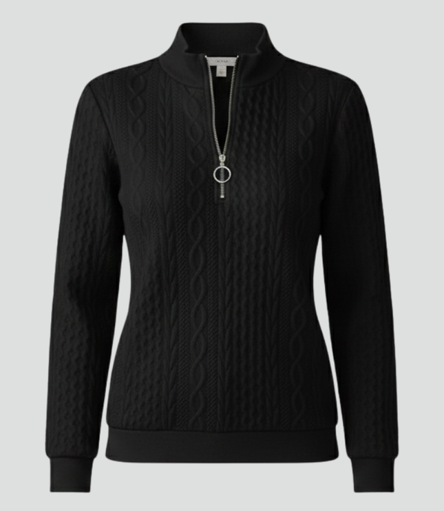 Women's Cable Knit Jumper with Ribbed Cuffs and Hem