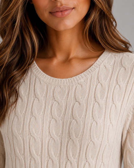 Women's Cable Knit Maxi Jumper Dress with Long Sleeves