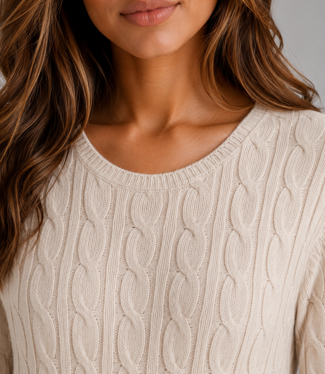Women's Cable Knit Maxi Jumper Dress with Long Sleeves
