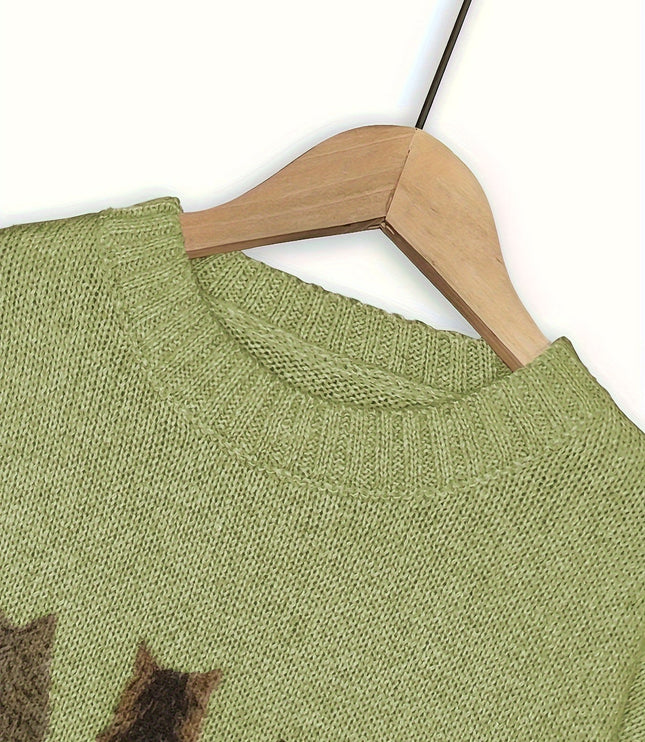 Talia | Cosy Cat-Print Jumper