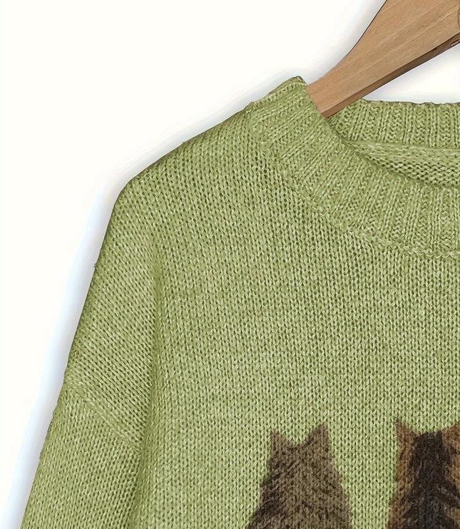Talia | Cosy Cat-Print Jumper