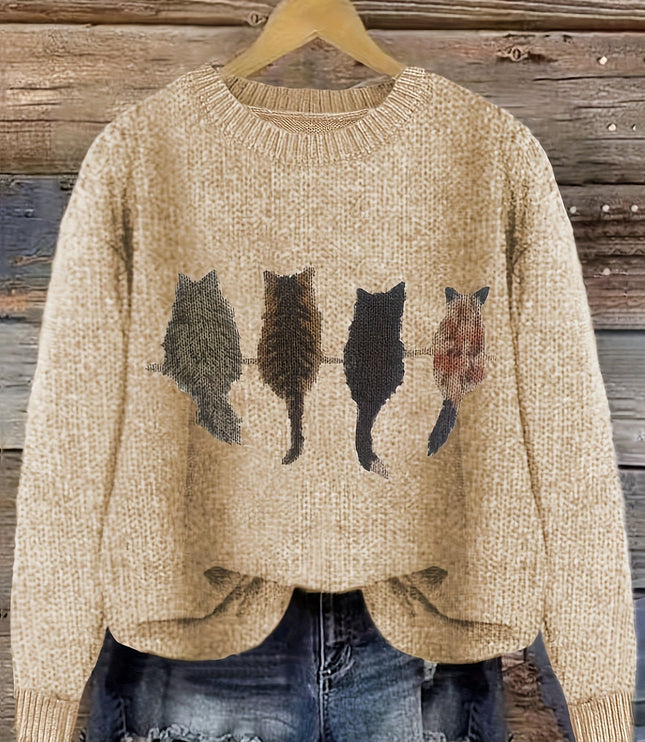 Talia | Cosy Cat-Print Jumper