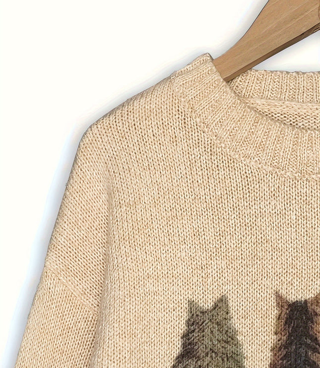 Talia | Cosy Cat-Print Jumper