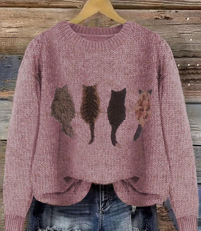 Talia | Cosy Cat-Print Jumper