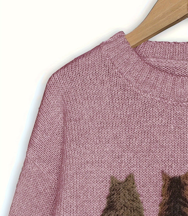 Talia | Cosy Cat-Print Jumper