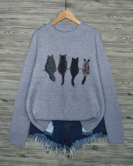 Talia | Cosy Cat-Print Jumper