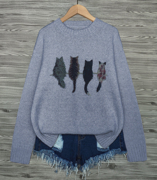 Talia | Cosy Cat-Print Jumper