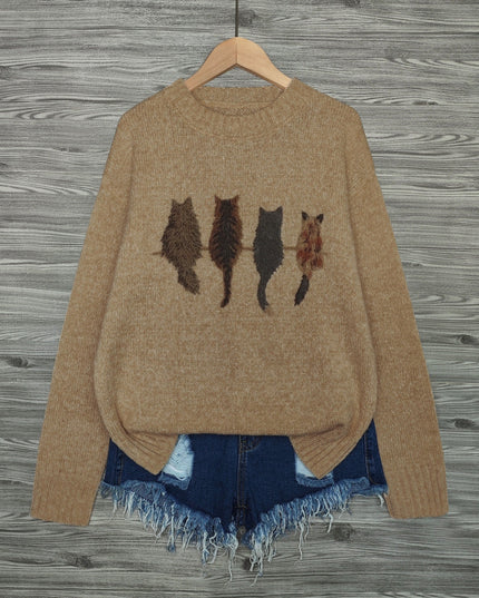 Talia | Cosy Cat-Print Jumper