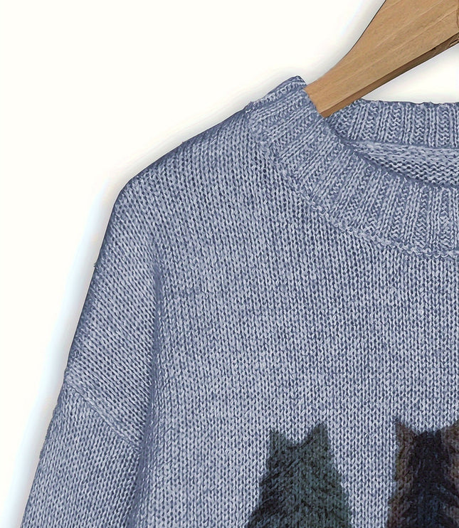 Talia | Cosy Cat-Print Jumper